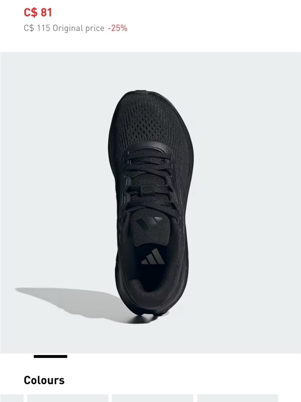 adidas Black Lightweight Knit Running Shoe